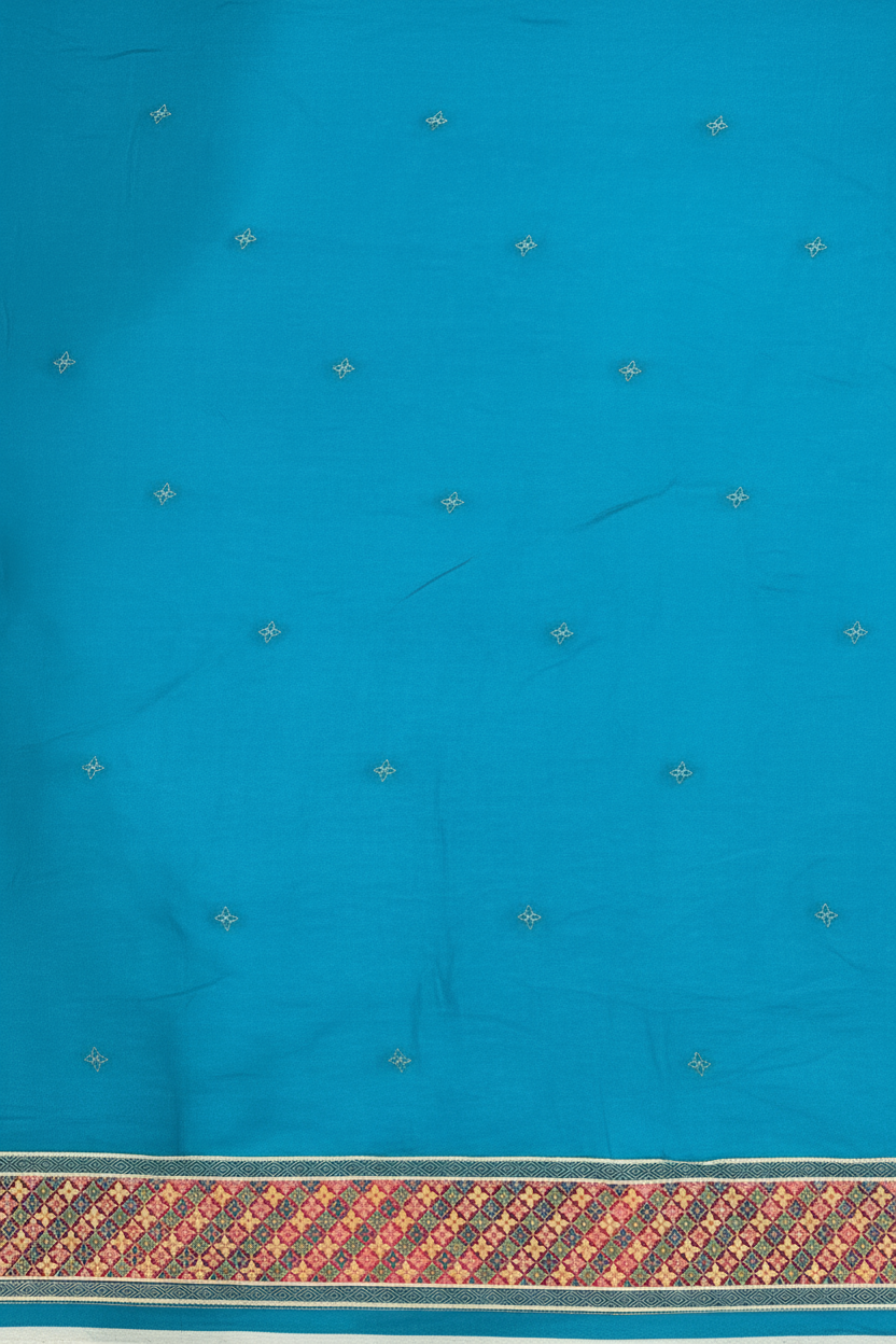 Elegant Sky Blue Banarasi Saree with Floral Woven Motifs