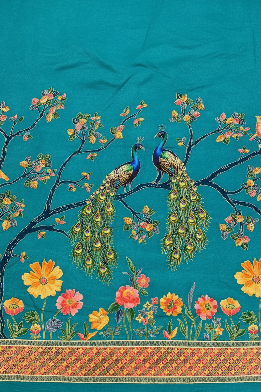 Elegant Sky Blue Banarasi Saree with Floral Woven Motifs