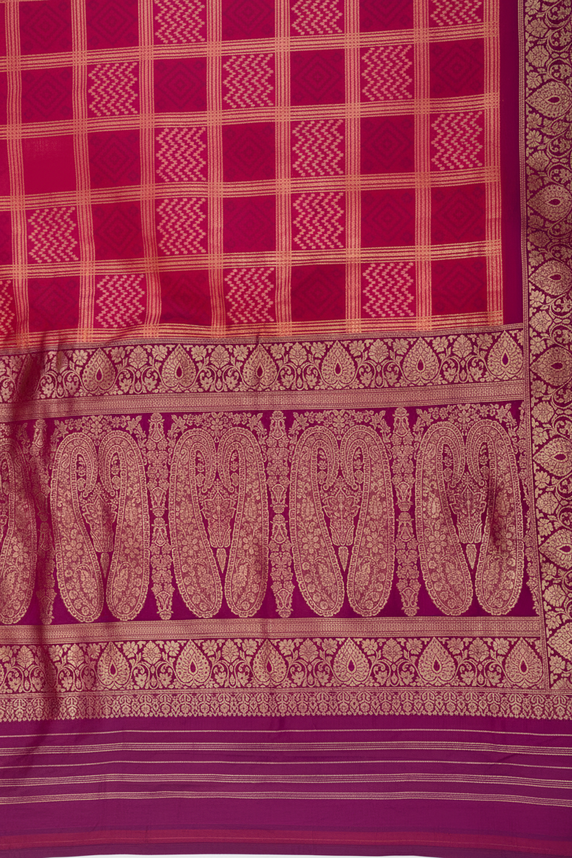 Elegant Pink Banarasi Saree with Rich Woven Patterns