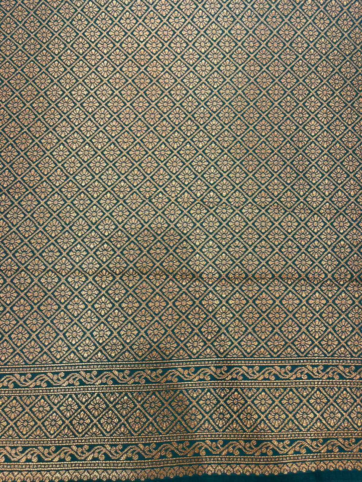 Elegant Semi-Soft Silk Saree – Mustard Yellow & Green Border