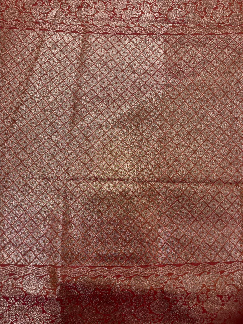 Semi-Soft Silk Saree in Orange with Silver Jari Work