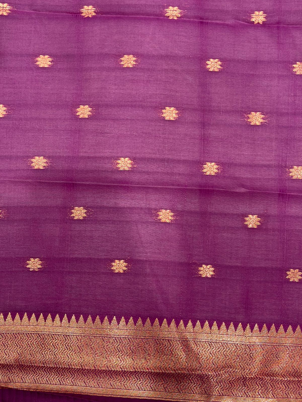 Classic Semi-Soft Silk Saree in Sky Blue with Contrasting Purple Border