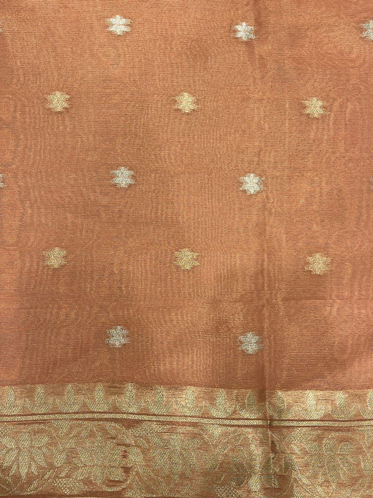 Elegant Light Peach Semi-Soft Silk Saree with Lustrous Finish