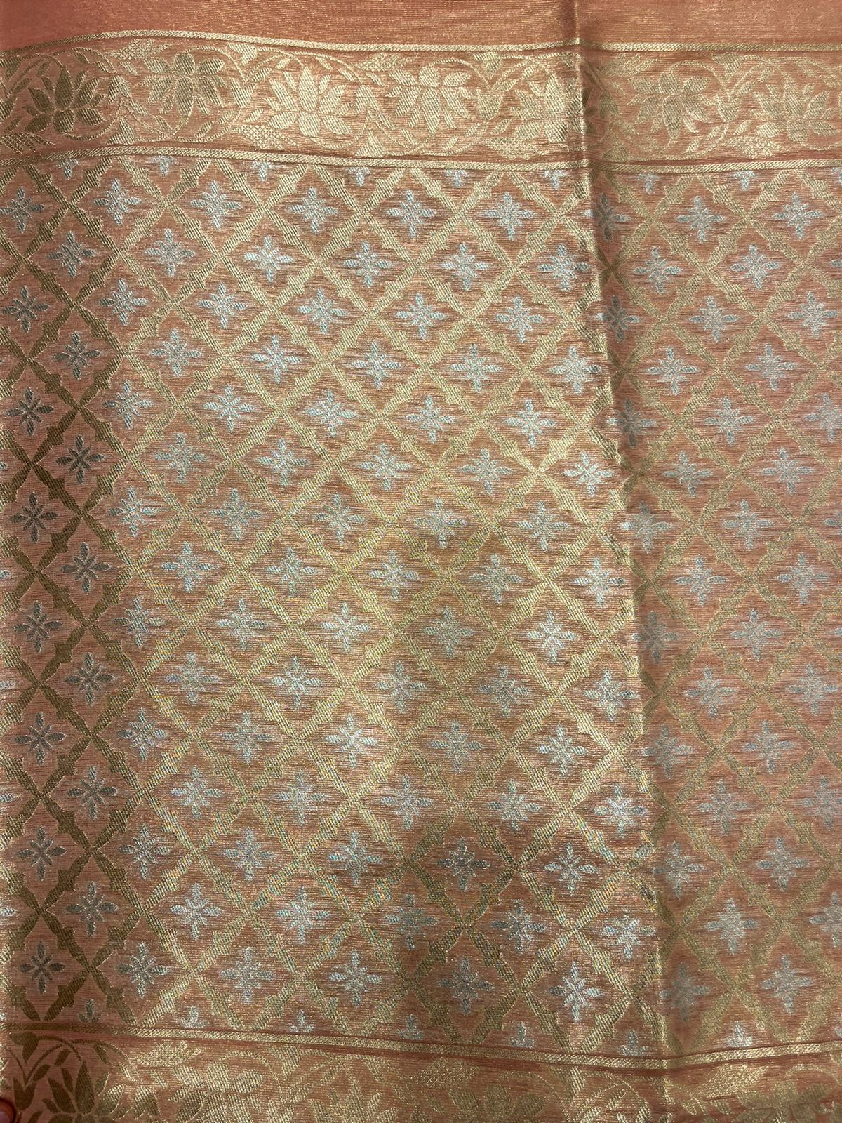 Elegant Light Peach Semi-Soft Silk Saree with Lustrous Finish