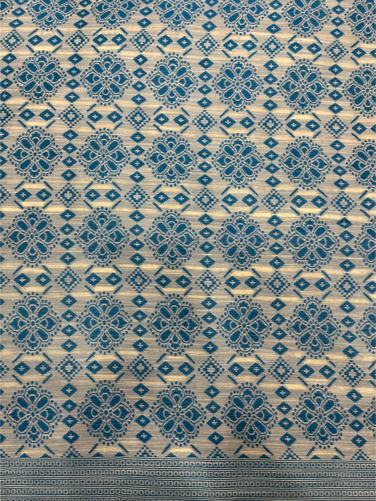 Elegant White Semi-Soft Silk Saree with Sky Blue Border