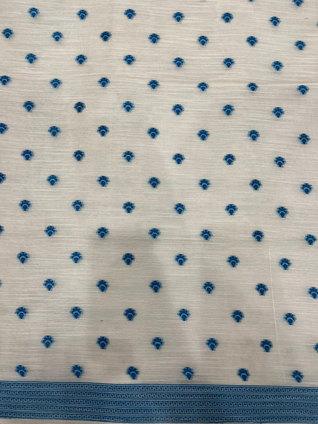 Elegant White Semi-Soft Silk Saree with Sky Blue Border