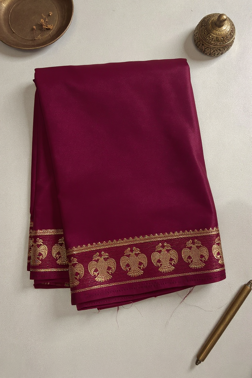 Silk Studio Maroon Crape Saree with Elegant Solid Design