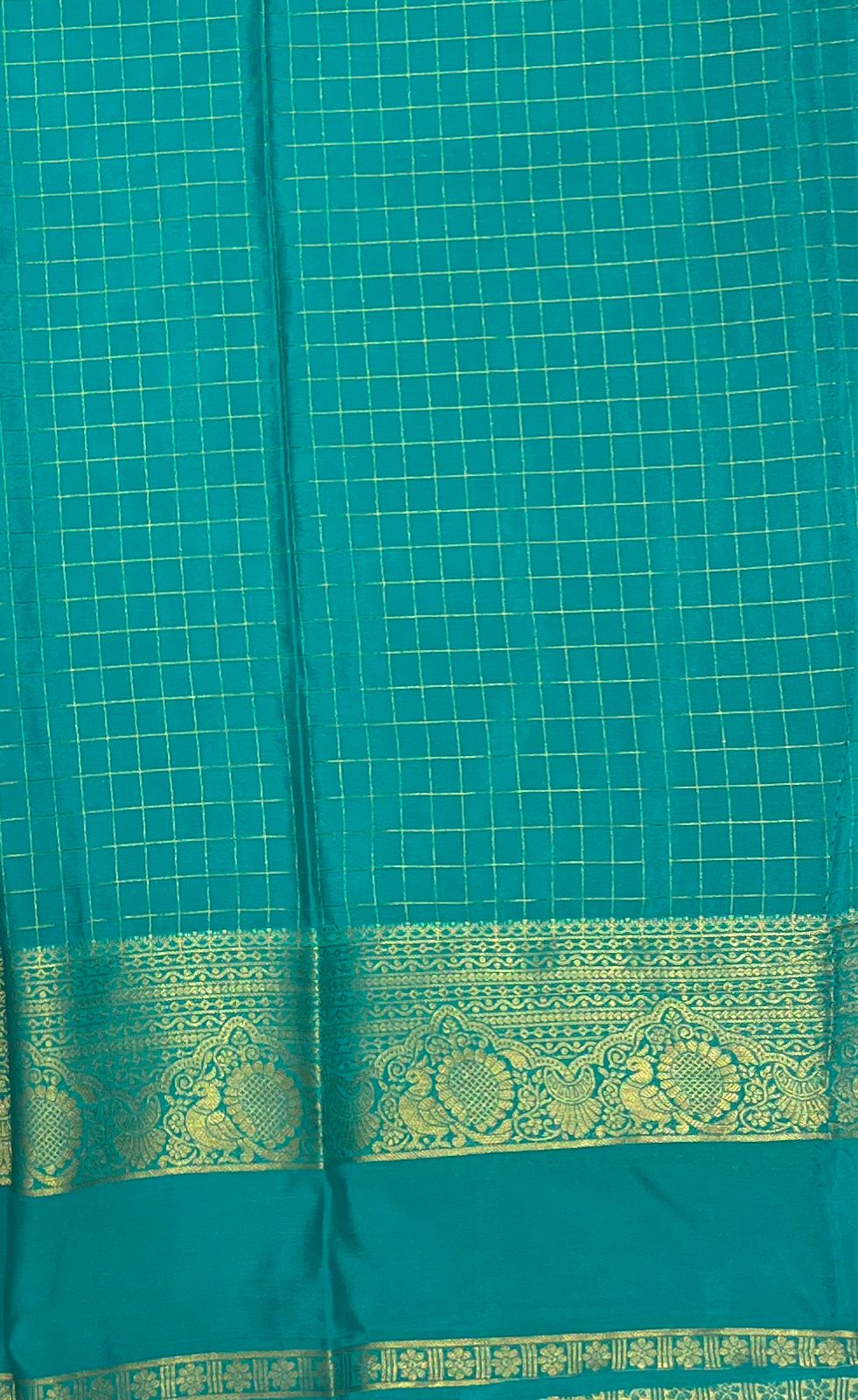 Navy Blue & Teal Green Fancy Crepe Saree