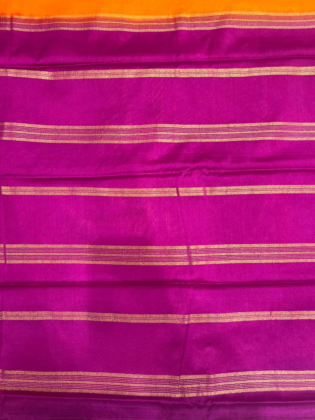 Elegant Orange Crape Saree with Purple Border by Silk Studio