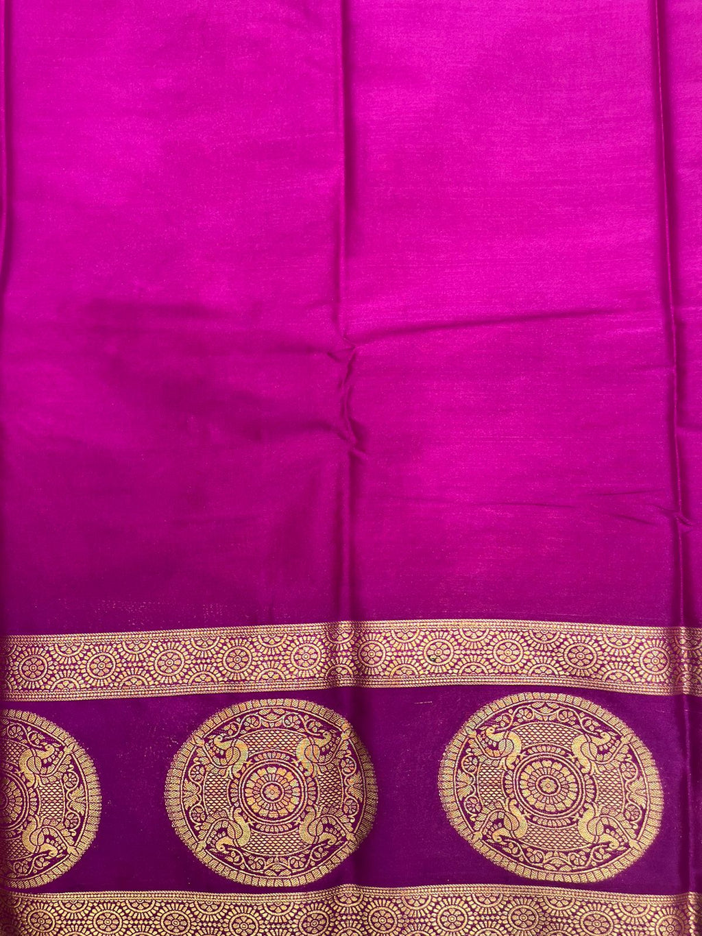 Elegant Orange Crape Saree with Purple Border by Silk Studio