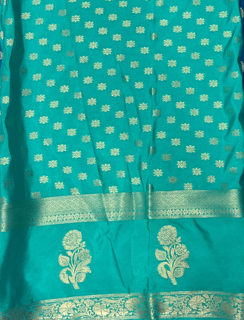 Royal Blue & Sea Green Elegant CRAPE Saree