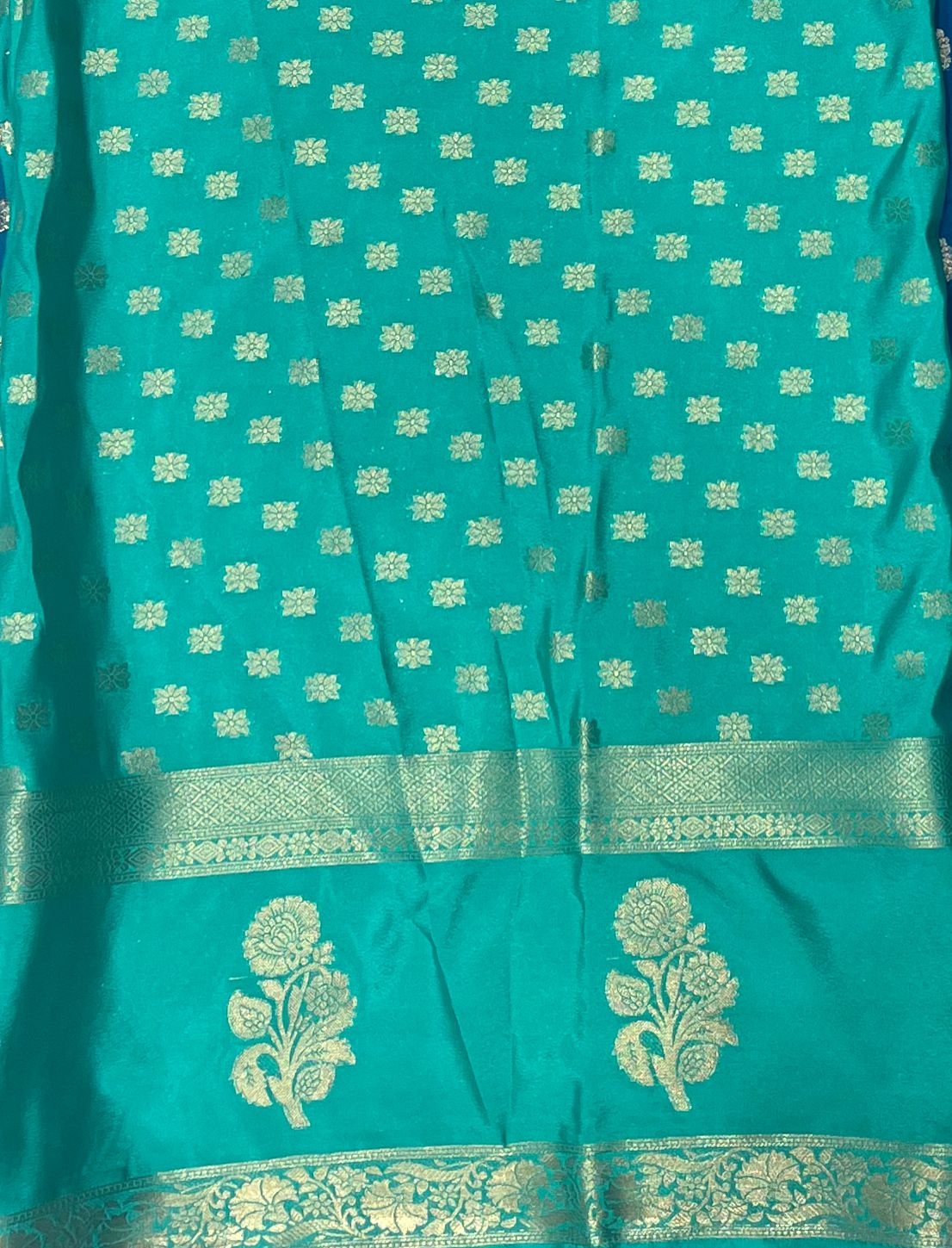 Royal Blue & Sea Green Elegant CRAPE Saree