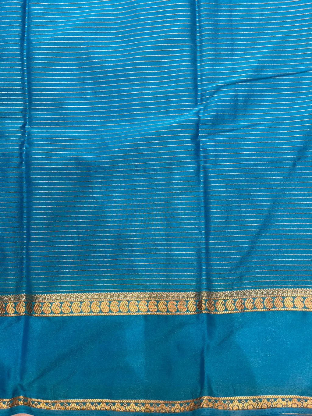 Elegant Royal Blue Crape Saree with Sky Blue Border by Silk Studio