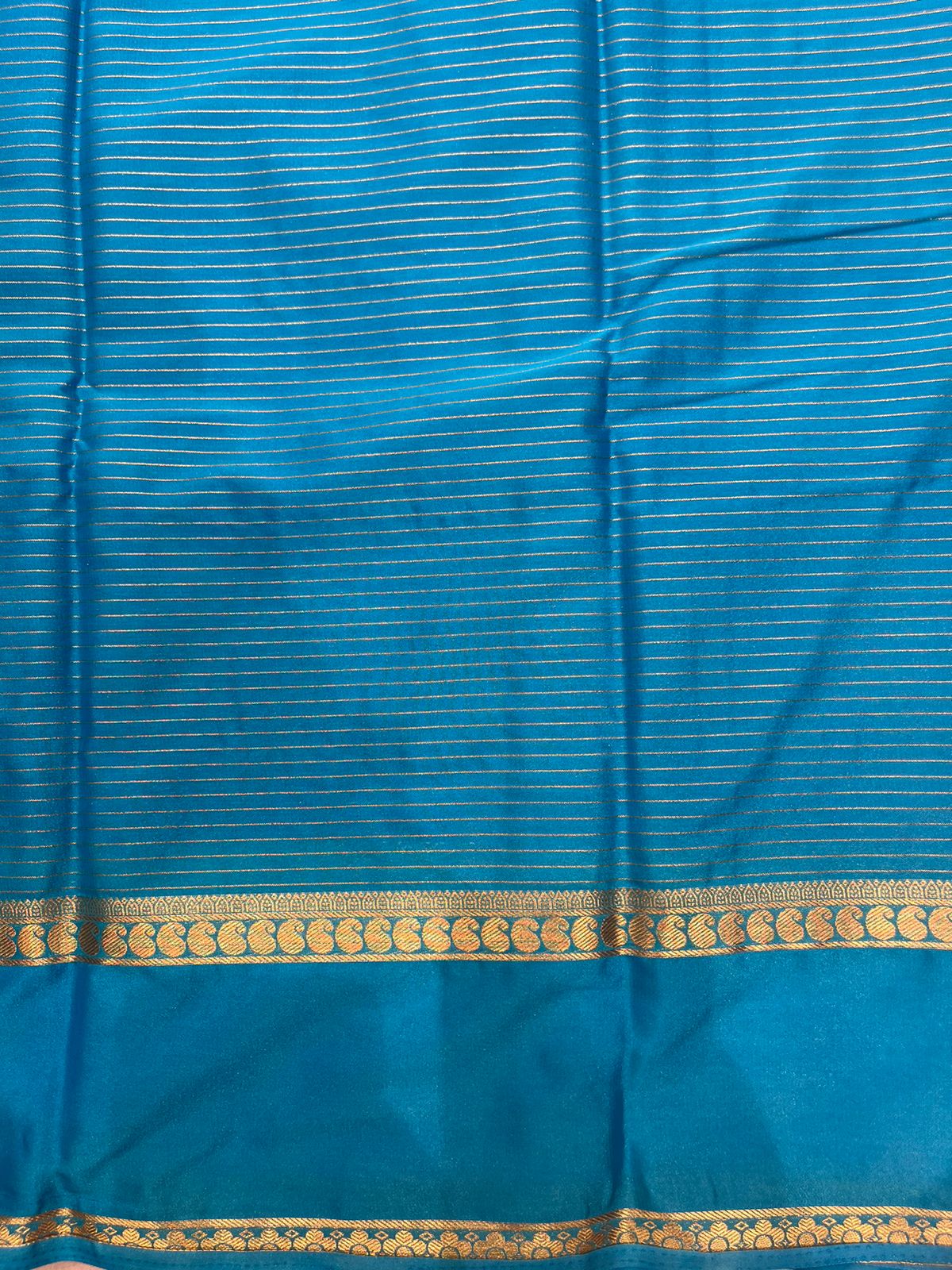 Elegant Royal Blue Crape Saree with Sky Blue Border by Silk Studio