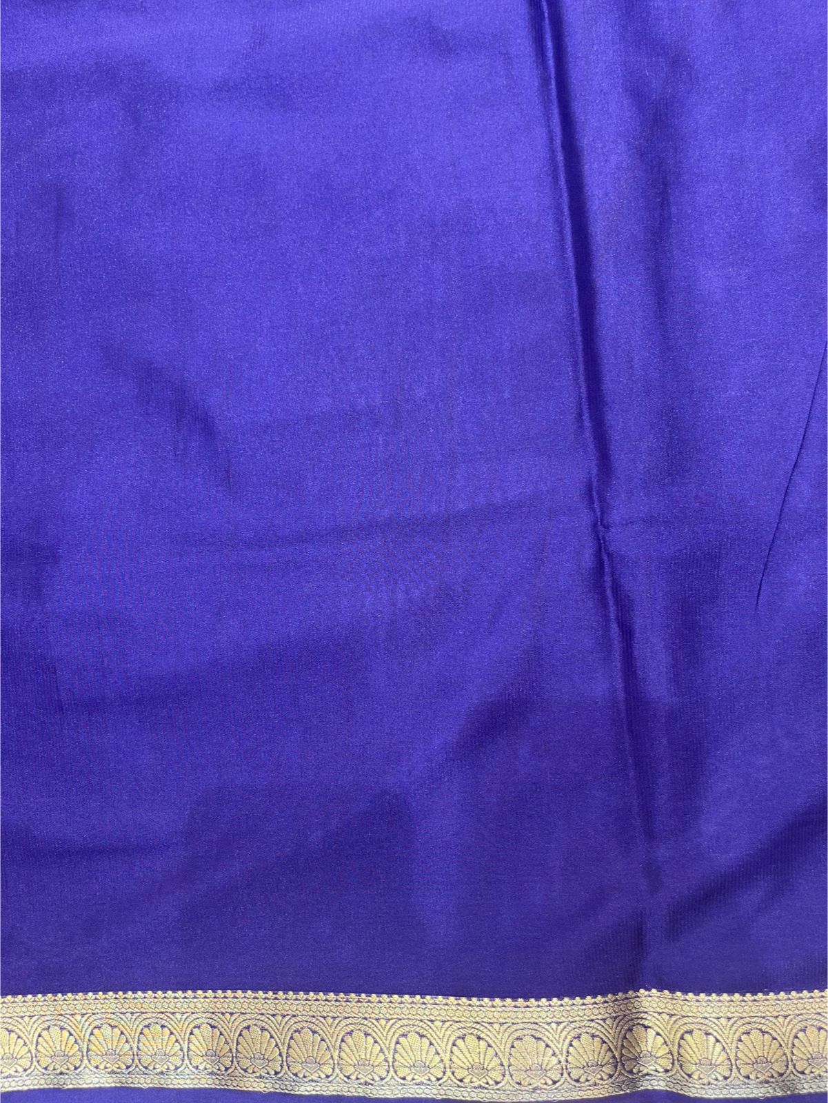 Graceful Navy Blue Crape Saree with Silver Zari Work – Silk Studio