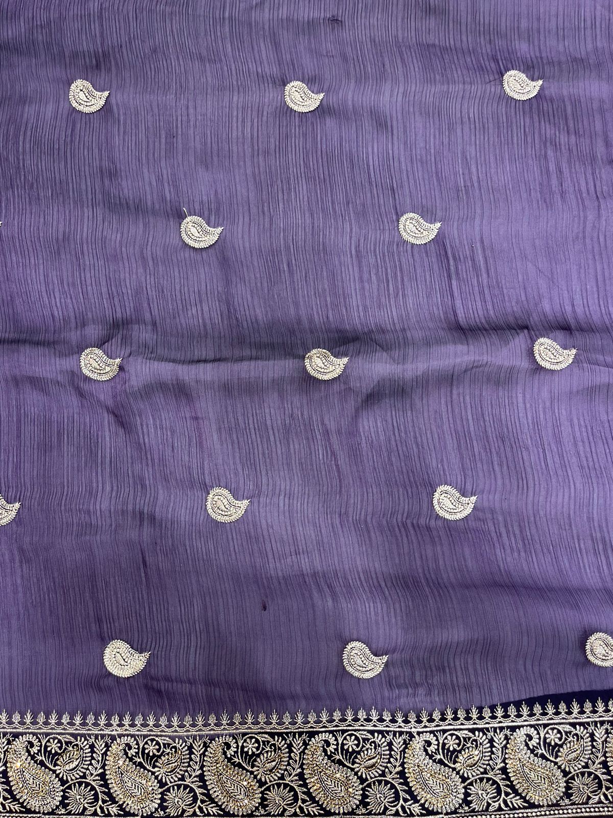 Fancy Navy Blue Saree with Rich Gold Woven Border