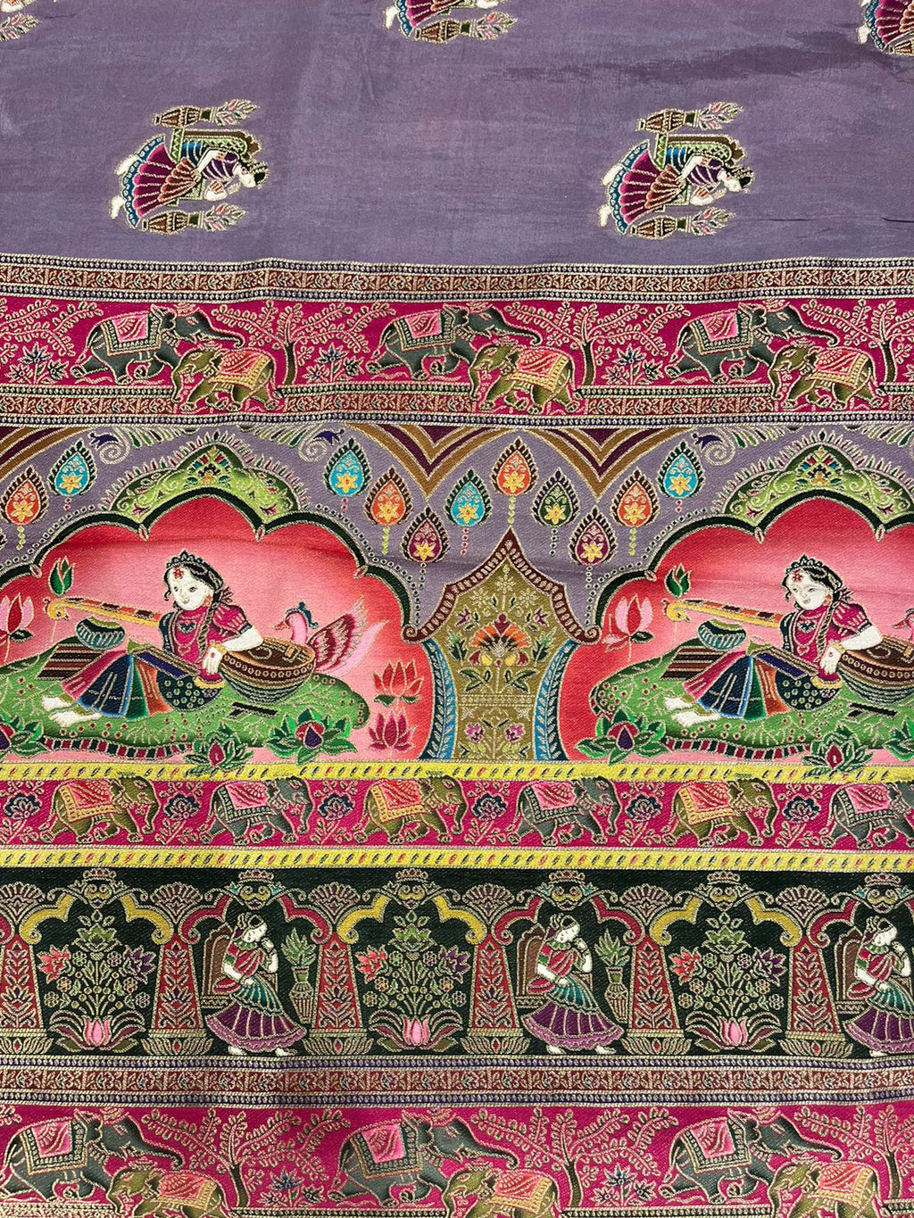 Fancy Dark Lavender Saree with Intricate Artistic Prints