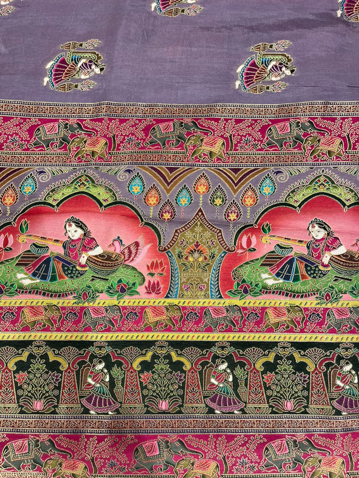 Fancy Dark Lavender Saree with Intricate Artistic Prints