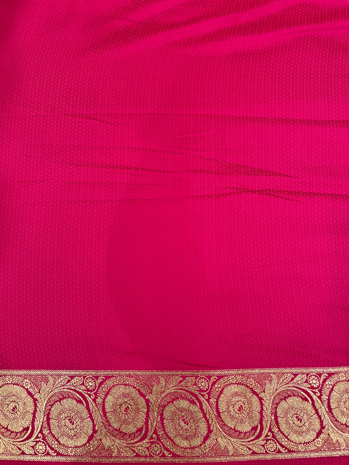 Fancy Peacock Blue Saree with Rich Gold and Pink Border