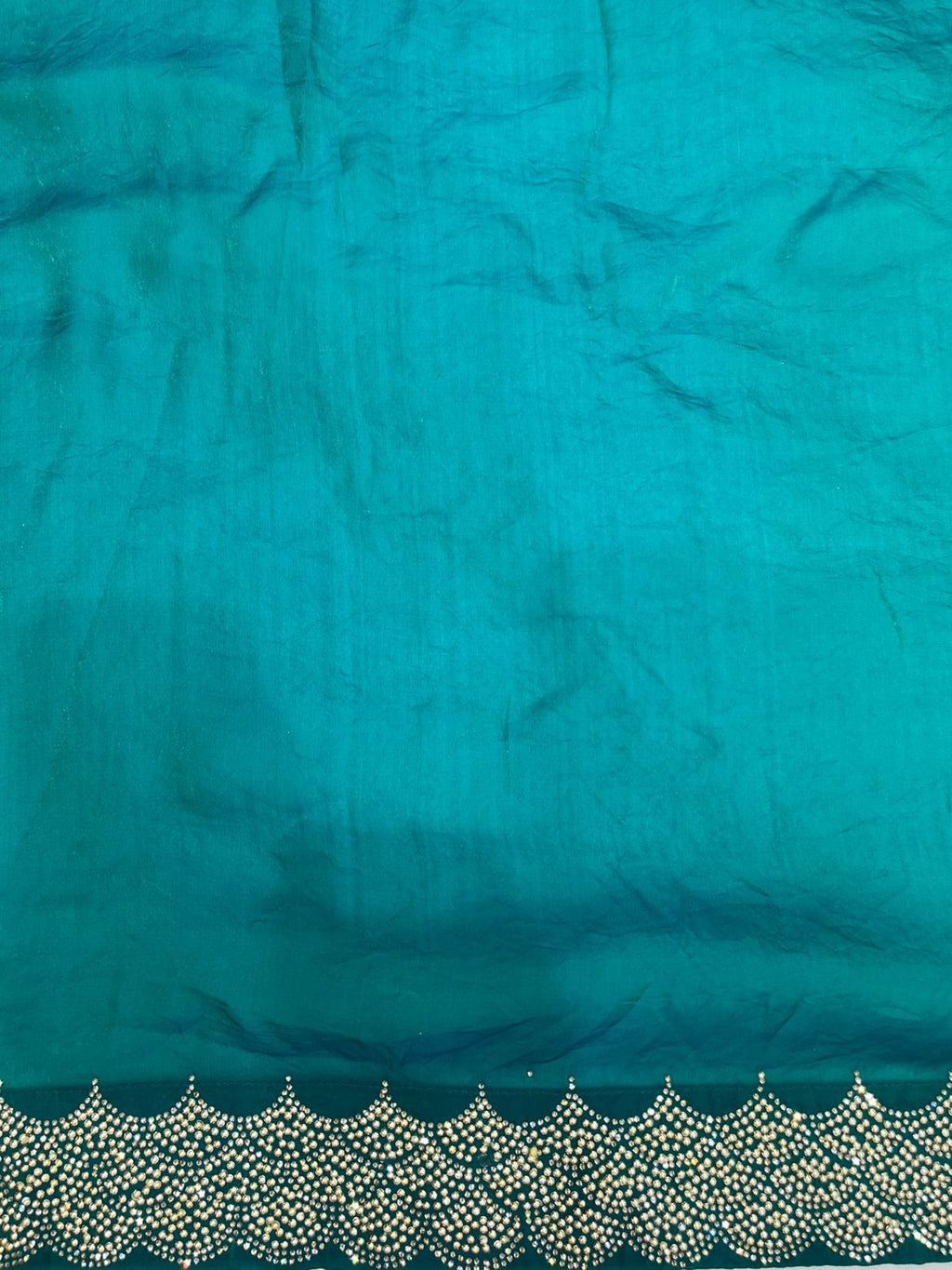 Fancy Rama Green Saree with Elegant Gold Lace Border