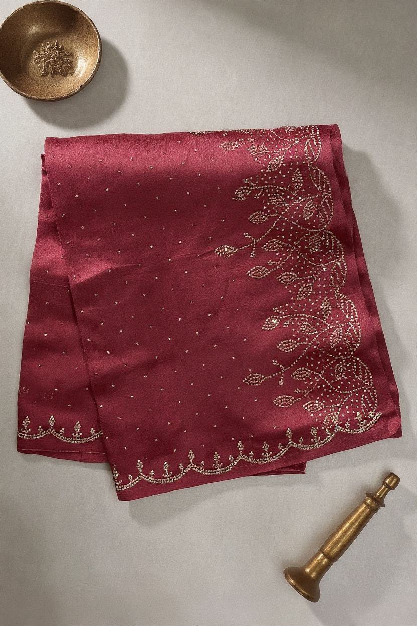 Fancy Dusty Rose Saree with Elegant Embellished Border