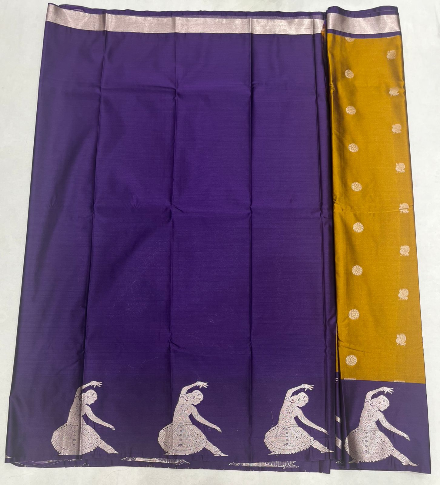 Fancy Mustard Yellow Saree with Elegant Purple Border