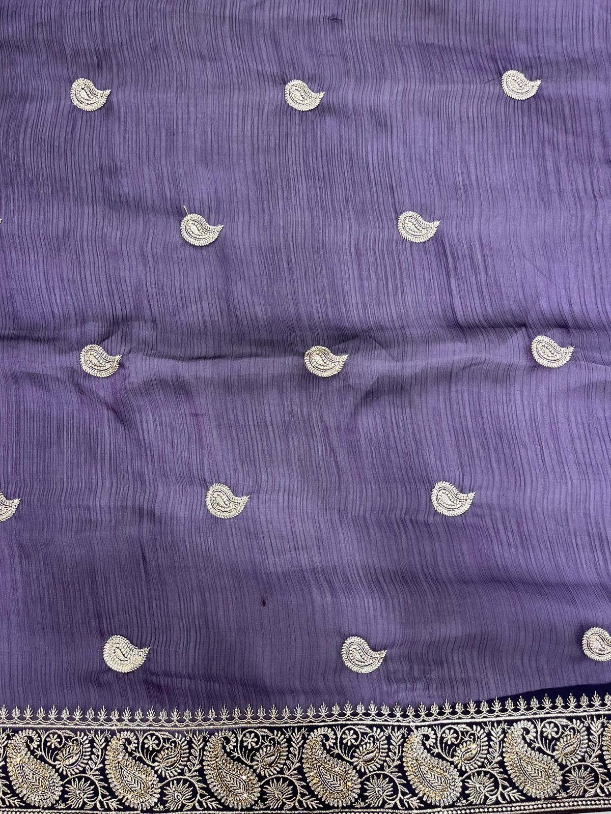 Fancy Light Lavender Saree with Elegant Woven Motifs