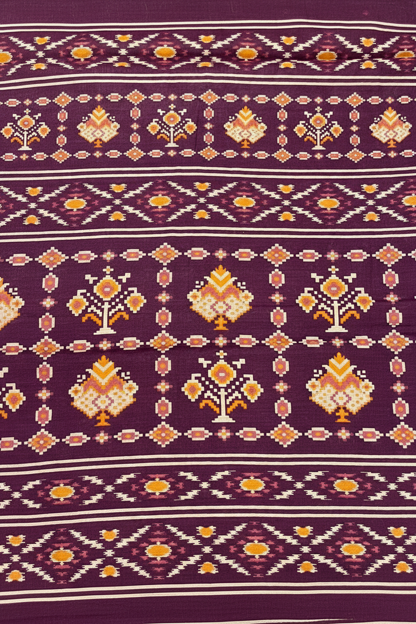 Fancy Ivary Printed Saree with Elegant Traditional Motifs