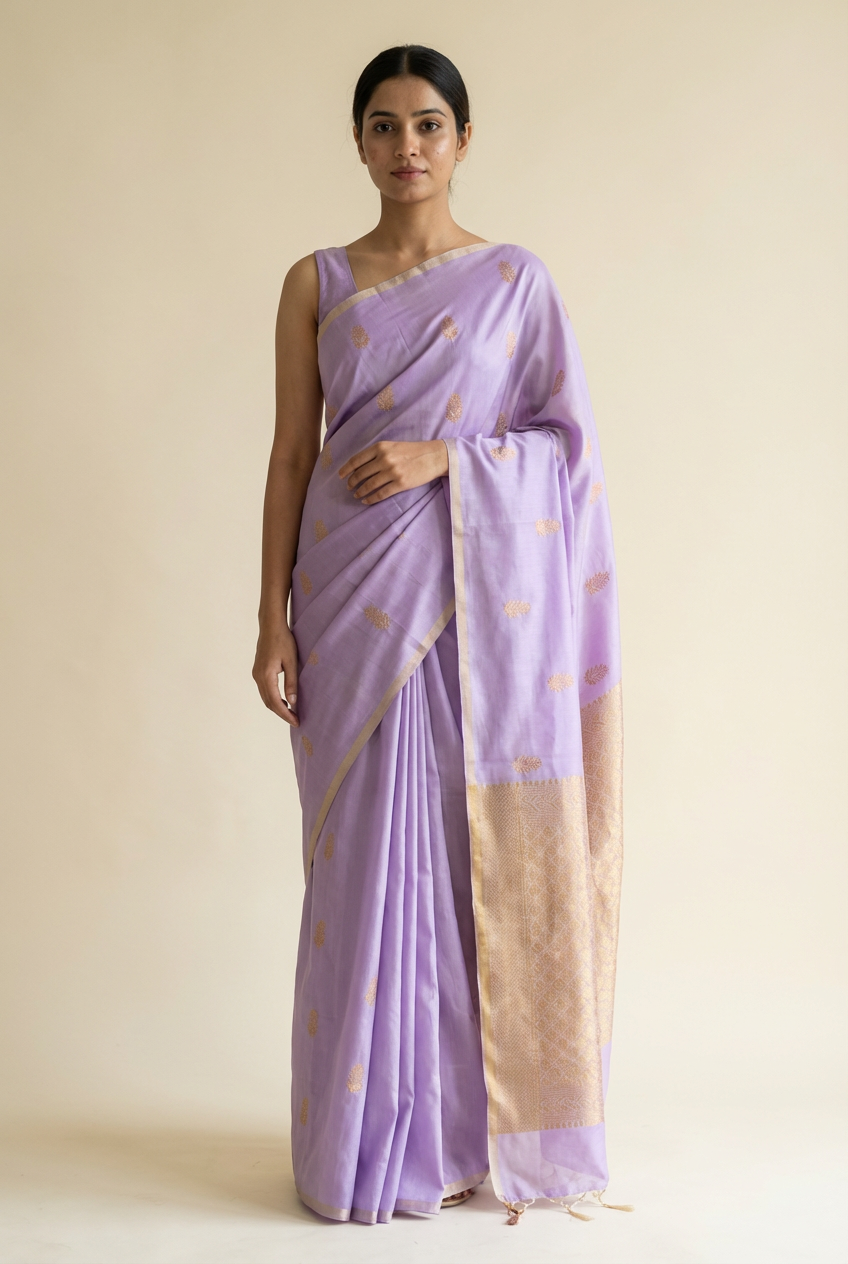 Premium Lavender Soft Silk Saree by Silk Studio