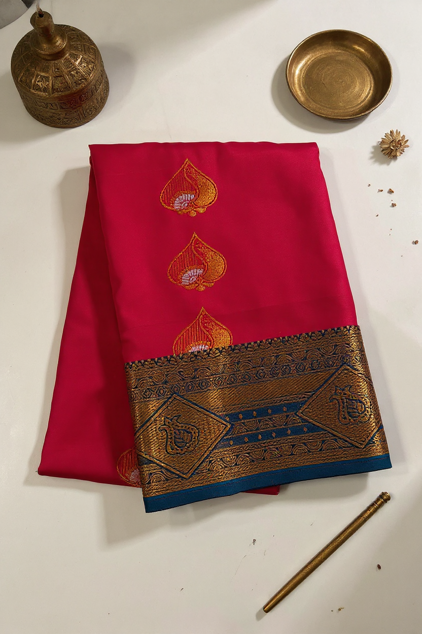 Premium Mejanta Pink Soft Silk Saree Highlighted with Lavender Border