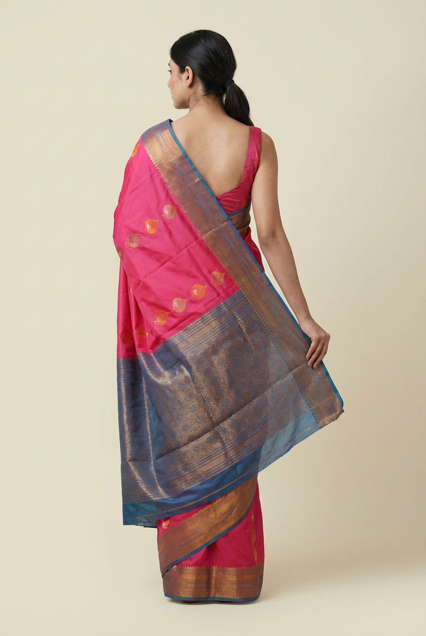 Premium Mejanta Pink Soft Silk Saree Highlighted with Lavender Border