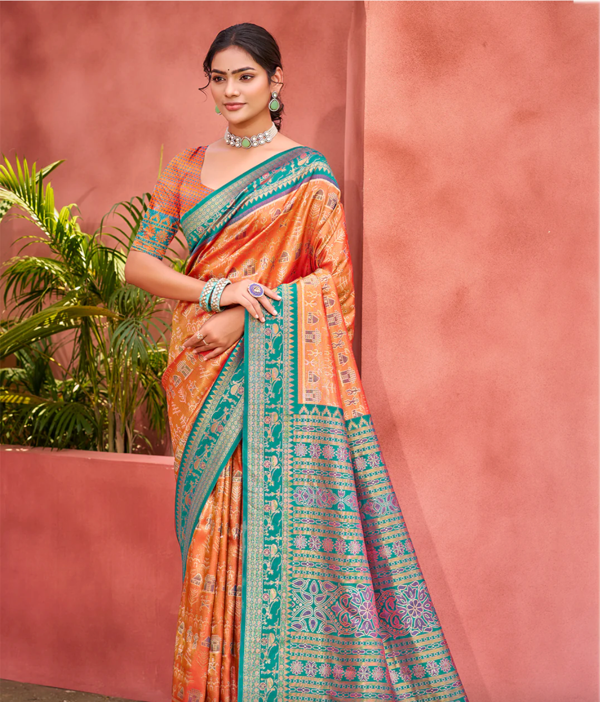 Orange Kanjivaram Silk Saree