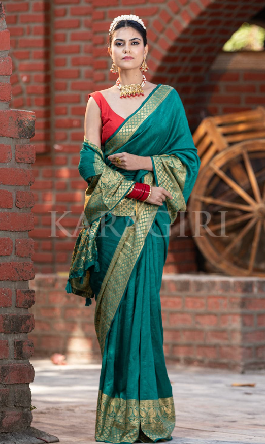 Pine Green Mysore Silk Saree