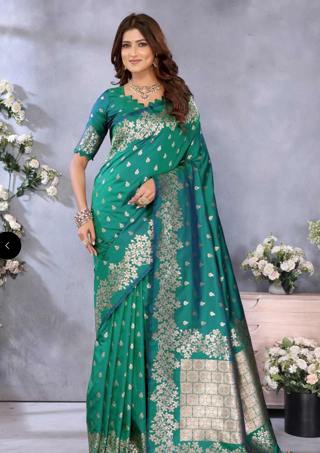 Rama Green Banarasi Saree