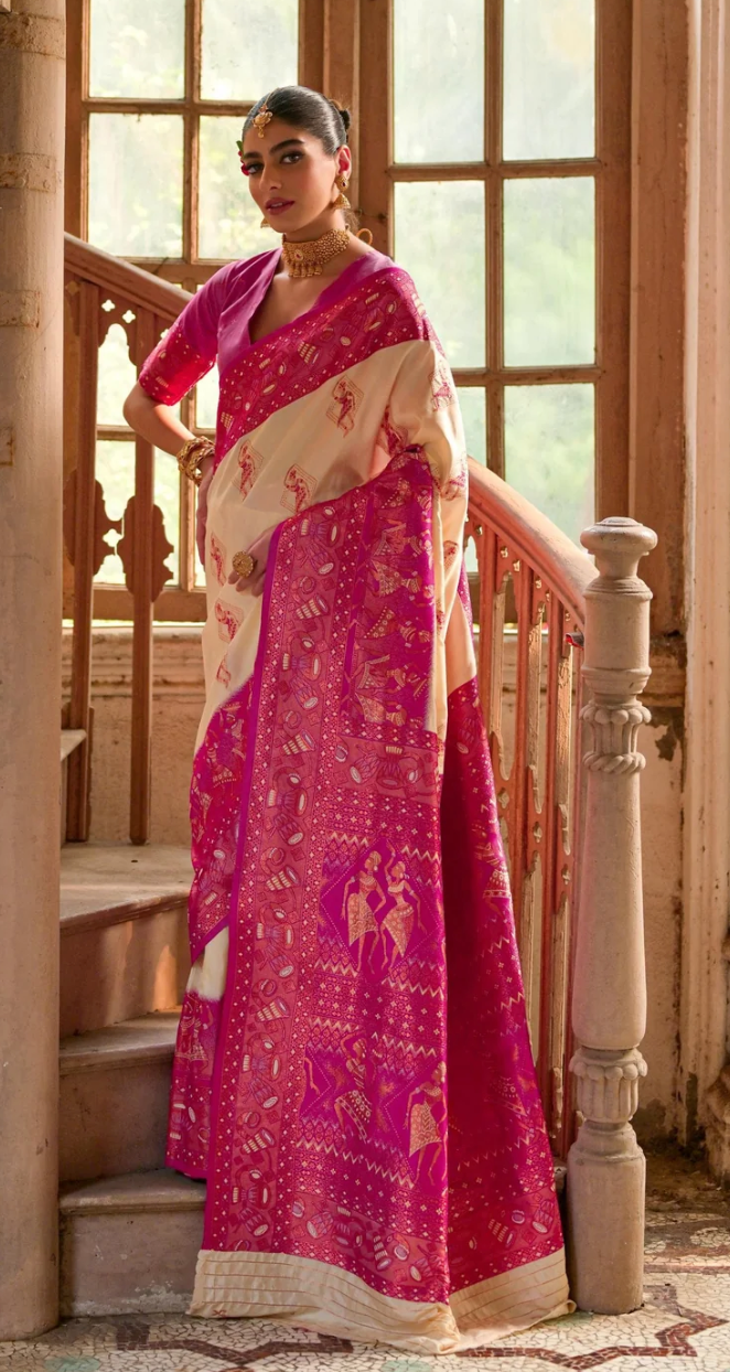 Off White Banarasi Saree