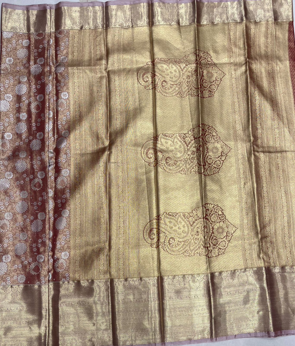 Elegant Orange Tissue Saree with Rich Gold Border