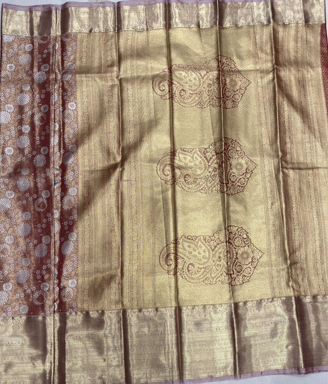 Elegant Orange Tissue Saree with Rich Gold Border