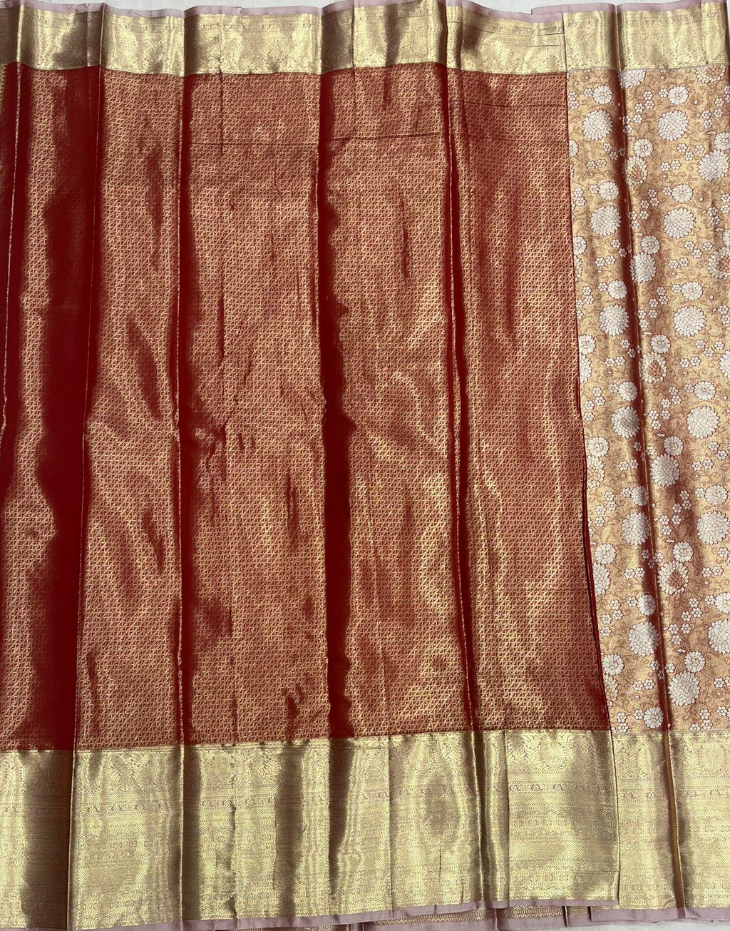 Elegant Orange Tissue Saree with Rich Gold Border