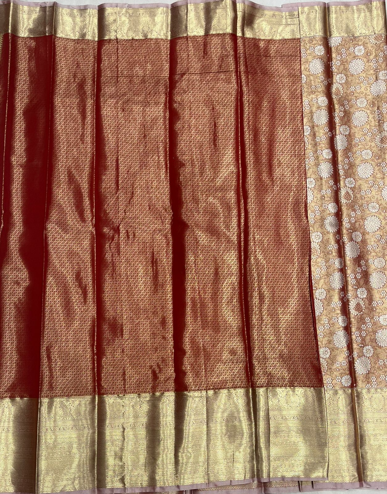 Elegant Orange Tissue Saree with Rich Gold Border