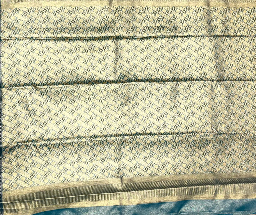 Elegant Pink Tissue Saree with Classic Blue Border