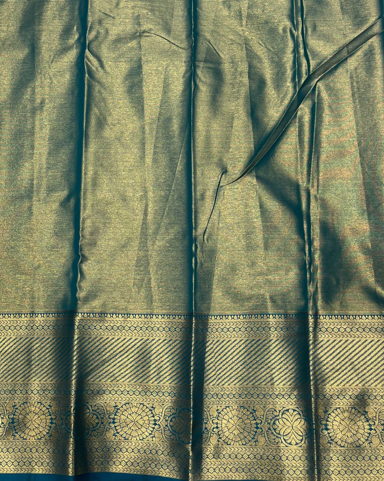 Elegant Lemon Yellow Tissue Saree with Classic Blue Border