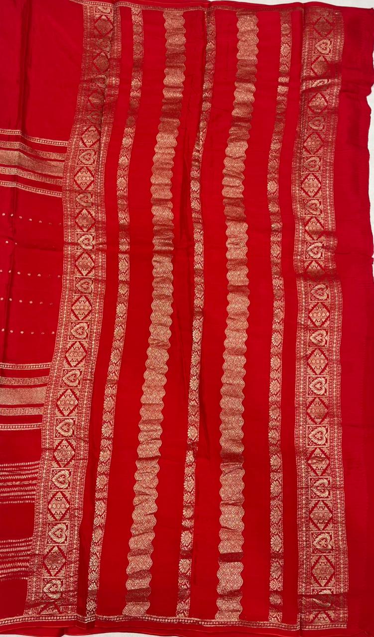 Red Crape Saree