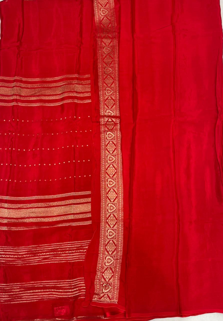 Red Crape Saree